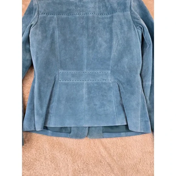 Margaret Godfrey Blue Suede‎ Button Up Blazer Women's Size 8 Classic Tailored - Picture 16 of 16